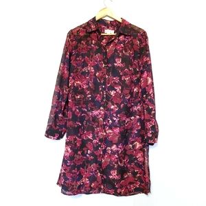 AVA & VIV Sheer Floral Long Blouse